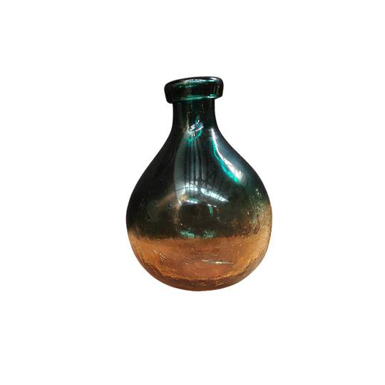 Glass Art Vase Green & Amber 30cm